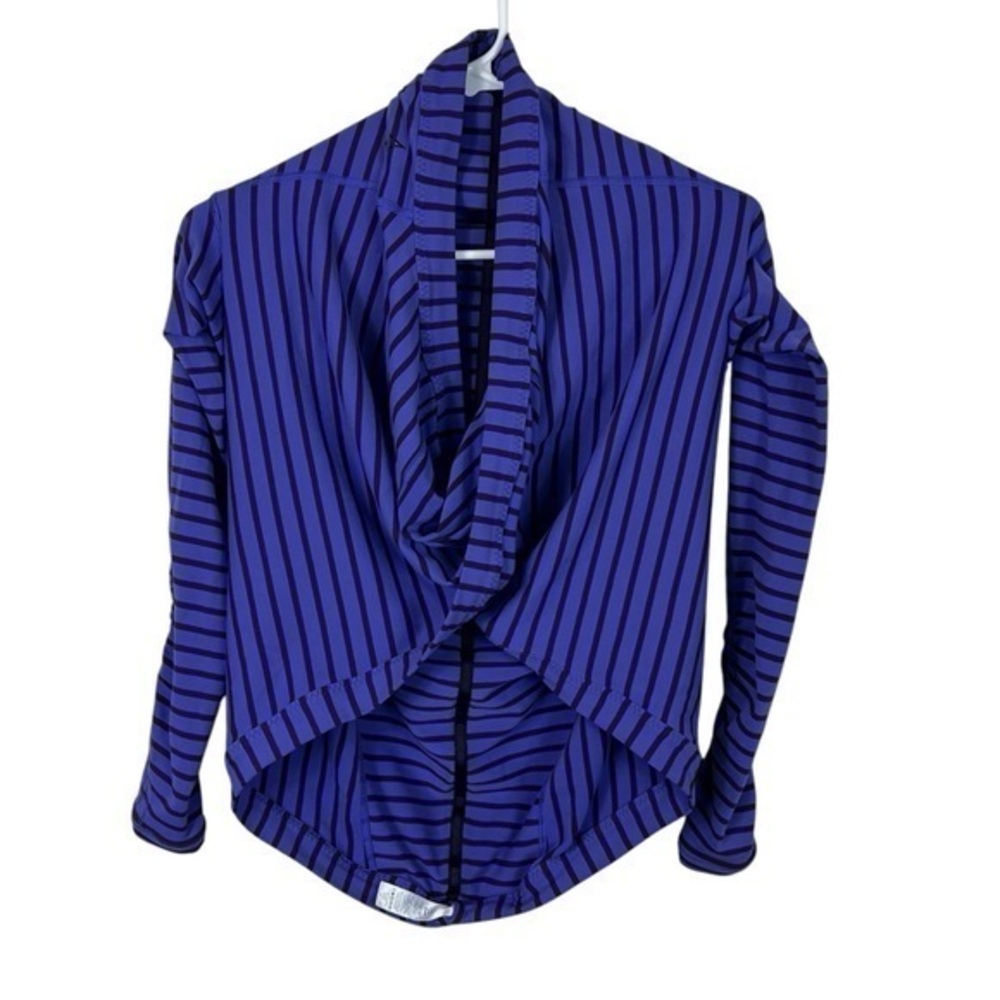 Ivivva by Lululemon Vinyasa Purple Striped Wrap Draped Front Cardigan Sweatshirt